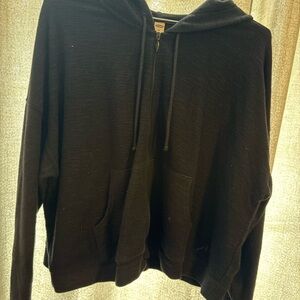 Old Navy Black Full-Zip Hooded Sweater